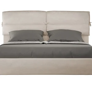 Gestoffeerd Bed 160×200 met lattenbodem microvezel zand Nandy