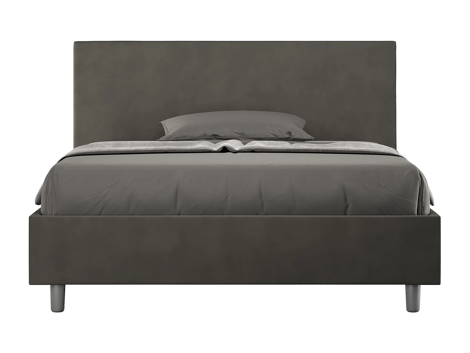 Gestoffeerd Bed 140x190 met lattenbodem microvezel grijs Adele