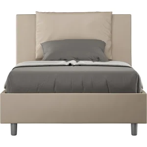 Gestoffeerd bed 120×190 met lattenbodem kunstleer taupe Antea Gestoffeerd bed 120×190 met lattenbodem kunstleer taupe Antea