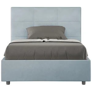 Gestoffeerd Bed 120×210 zonder lattenbodem microvezel lichtblauw Mika Gestoffeerd Bed 120×210 zonder lattenbodem microvezel lichtblauw Mika