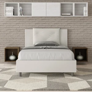 Gestoffeerd Bed 120×200 zonder lattenbodem kunstleer wit Appia Gestoffeerd Bed 120×200 zonder lattenbodem kunstleer wit Appia