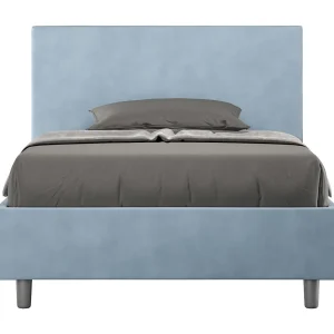 Gestoffeerd Bed 120×210 met lattenbodem microvezel lichtblauw Adele Gestoffeerd Bed 120×210 met lattenbodem microvezel lichtblauw Adele