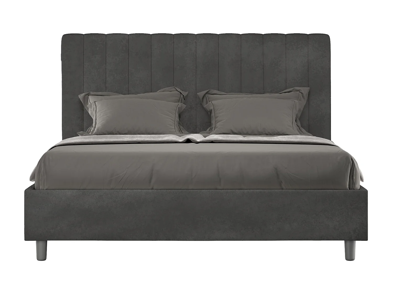 Gestoffeerd Bed 140x210 zonder lattenbodem microvezel grijs Agueda