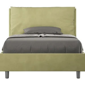 Gestoffeerd bed 120×190 met lattenbodem microvezel groen Antea Large Gestoffeerd bed 120×190 met lattenbodem microvezel groen Antea Large