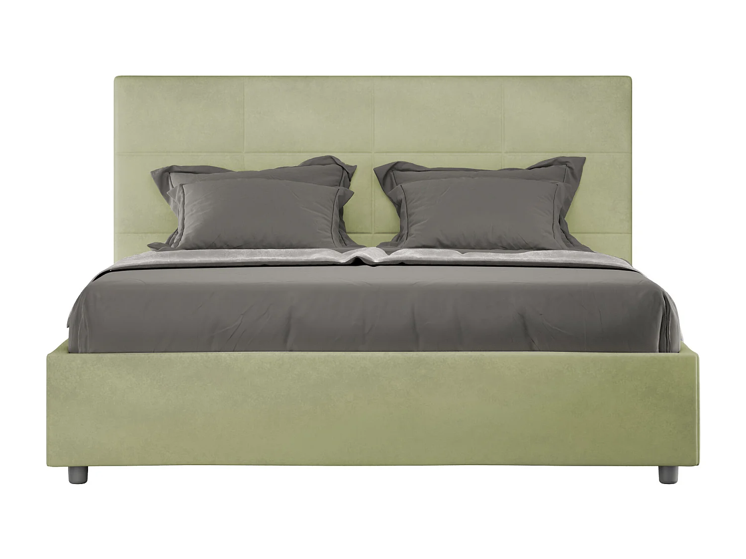 Gestoffeerd Bed 140x190 zonder lattenbodem microvezel groen Mika