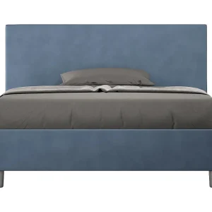Gestoffeerd Bed 140×190 met lattenbodem microvezel blauw Adele Gestoffeerd Bed 140×190 met lattenbodem microvezel blauw Adele