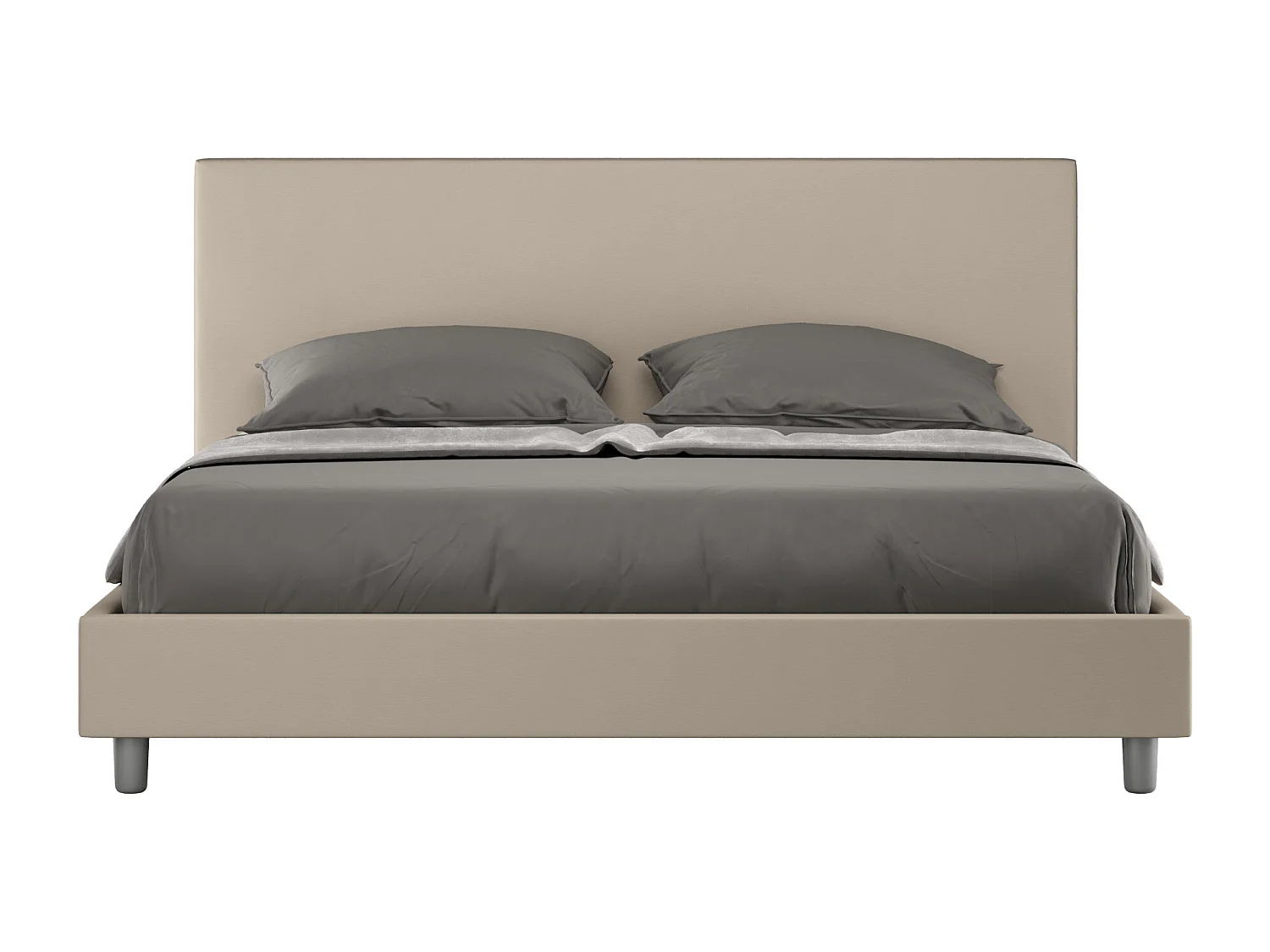 Gestoffeerd bed 160x190 met lattenbodem kunstleer taupe Naspy