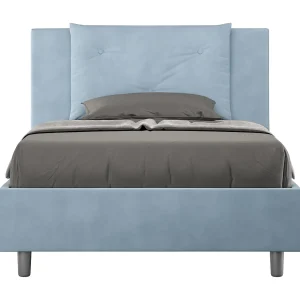 Gestoffeerd Bed 120×210 met lattenbodem microvezel lichtblauw Appia Gestoffeerd Bed 120×210 met lattenbodem microvezel lichtblauw Appia