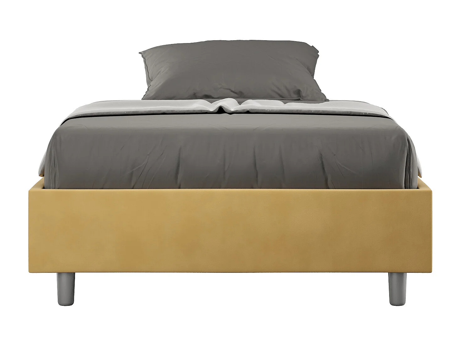 Gestoffeerd Bed 140x200 zonder lattenbodem microvezel oker Azelia