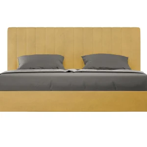 Gestoffeerd Bed 200×210 zonder lattenbodem microvezel oker Agueda