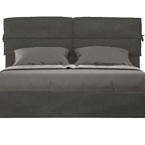 Gestoffeerd Bed 160×200 met lattenbodem microvezel grijs Nandy