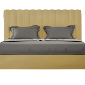 Gestoffeerd Bed 140×200 zonder lattenbodem microvezel oker Agueda