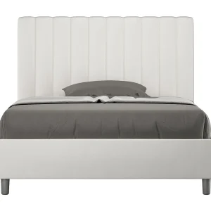 Gestoffeerd bed 120×200 met lattenbodem kunstleer wit Agueda Gestoffeerd bed 120×200 met lattenbodem kunstleer wit Agueda