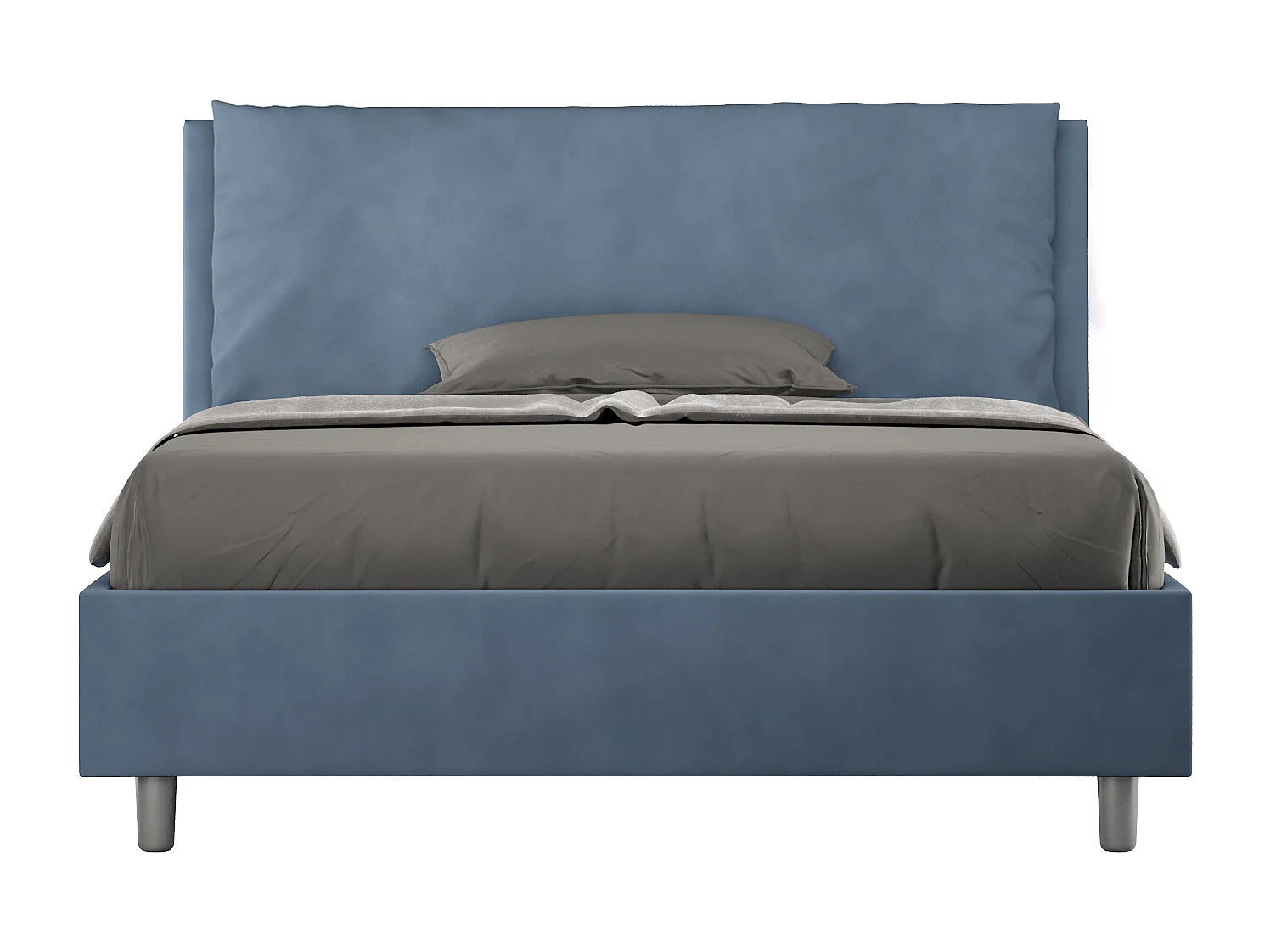 Gestoffeerd Bed 140x210 zonder lattenbodem microvezel blauw Antea Large
