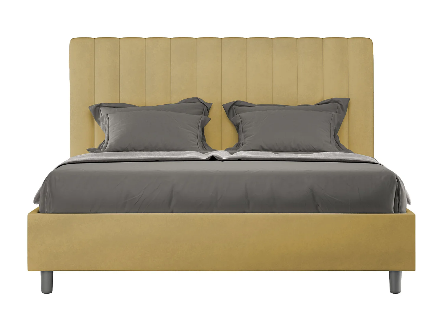 Gestoffeerd Bed 140x210 met lattenbodem microvezel oker Agueda
