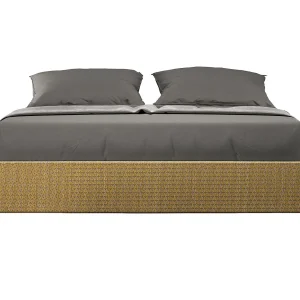 Gestoffeerd Bed 160×200 met lattenbodem stof Labirinto 06 geel Azelia