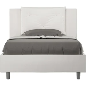 Gestoffeerd Bed 120×190 zonder lattenbodem kunstleer wit Appia