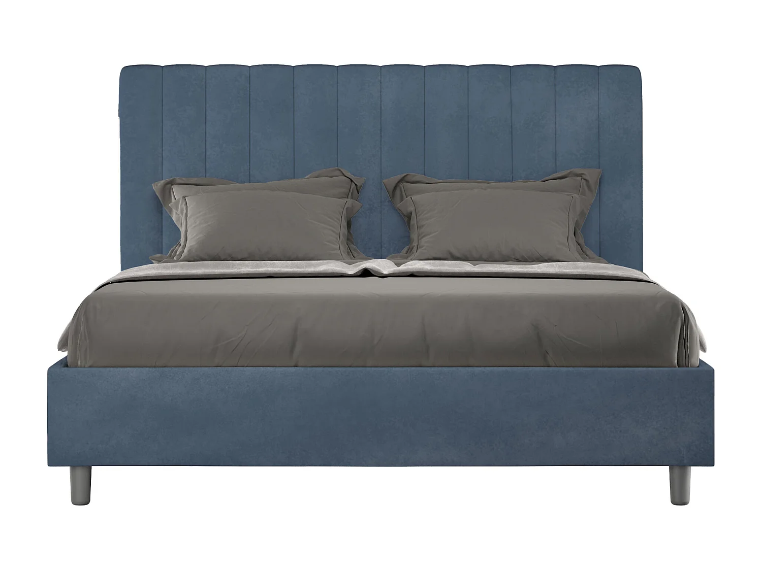 Gestoffeerd Bed 140x210 met lattenbodem microvezel blauw Agueda