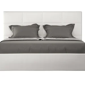 Gestoffeerd bed 160×190 met lattenbodem kunstleer wit Mika