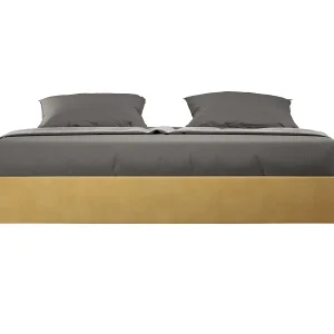 Gestoffeerd Bed 200×210 zonder lattenbodem microvezel oker Azelia