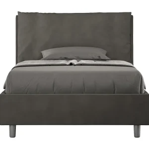 Gestoffeerd bed 120×200 met lattenbodem microvezel grijs Antea Large Gestoffeerd bed 120×200 met lattenbodem microvezel grijs Antea Large