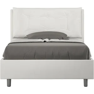 Gestoffeerd Bed 120×190 zonder lattenbodem kunstleer wit Annalisa Large