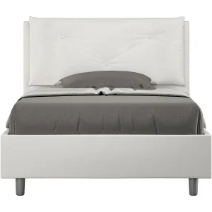 Gestoffeerd bed 120×190 met lattenbodem kunstleer wit Appia Large Gestoffeerd bed 120×190 met lattenbodem kunstleer wit Appia Large