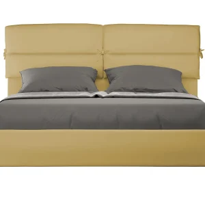 Gestoffeerd Bed 160×190 met lattenbodem microvezel oker Nandy Gestoffeerd Bed 160×190 met lattenbodem microvezel oker Nandy