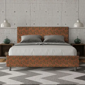 Gestoffeerd Bed 160×200 met lattenbodem stof Era 04 oranje Adele