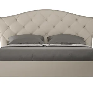 Gestoffeerd bed 160×190 met lattenbodem kunstleer taupe Langre