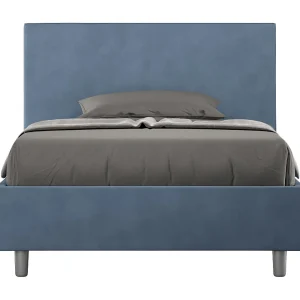 Gestoffeerd Bed 120×190 met lattenbodem microvezel blauw Adele Gestoffeerd Bed 120×190 met lattenbodem microvezel blauw Adele