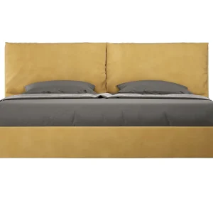 Gestoffeerd Bed 200×210 zonder lattenbodem microvezel oker Antea Large
