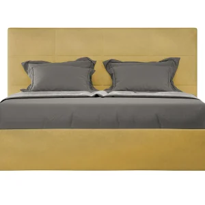 Gestoffeerd Bed 140×210 met opbergruimte microvezel oker Mika