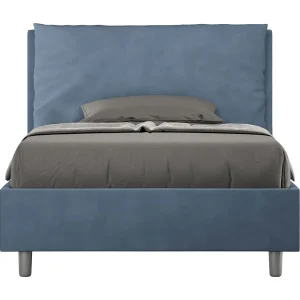 Gestoffeerd bed 120×190 met opbergruimte microvezel blauw Antea Large Gestoffeerd bed 120×190 met opbergruimte microvezel blauw Antea Large