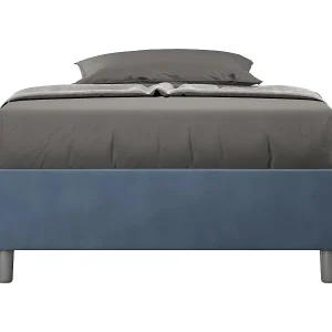 Gestoffeerd Bed 120×200 met lattenbodem microvezel blauw Azelia Gestoffeerd Bed 120×200 met lattenbodem microvezel blauw Azelia