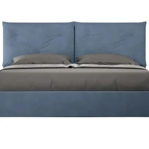 Gestoffeerd Bed 160×190 zonder lattenbodem microvezel blauw Appia Gestoffeerd Bed 160×190 zonder lattenbodem microvezel blauw Appia