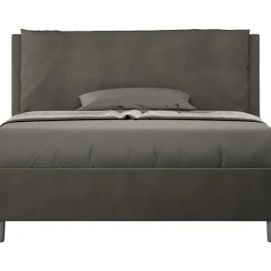 Gestoffeerd bed 140×190 met lattenbodem microvezel grijs Antea Large Gestoffeerd bed 140×190 met lattenbodem microvezel grijs Antea Large