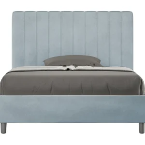 Gestoffeerd Bed 120×200 met lattenbodem microvezel lichtblauw Agueda