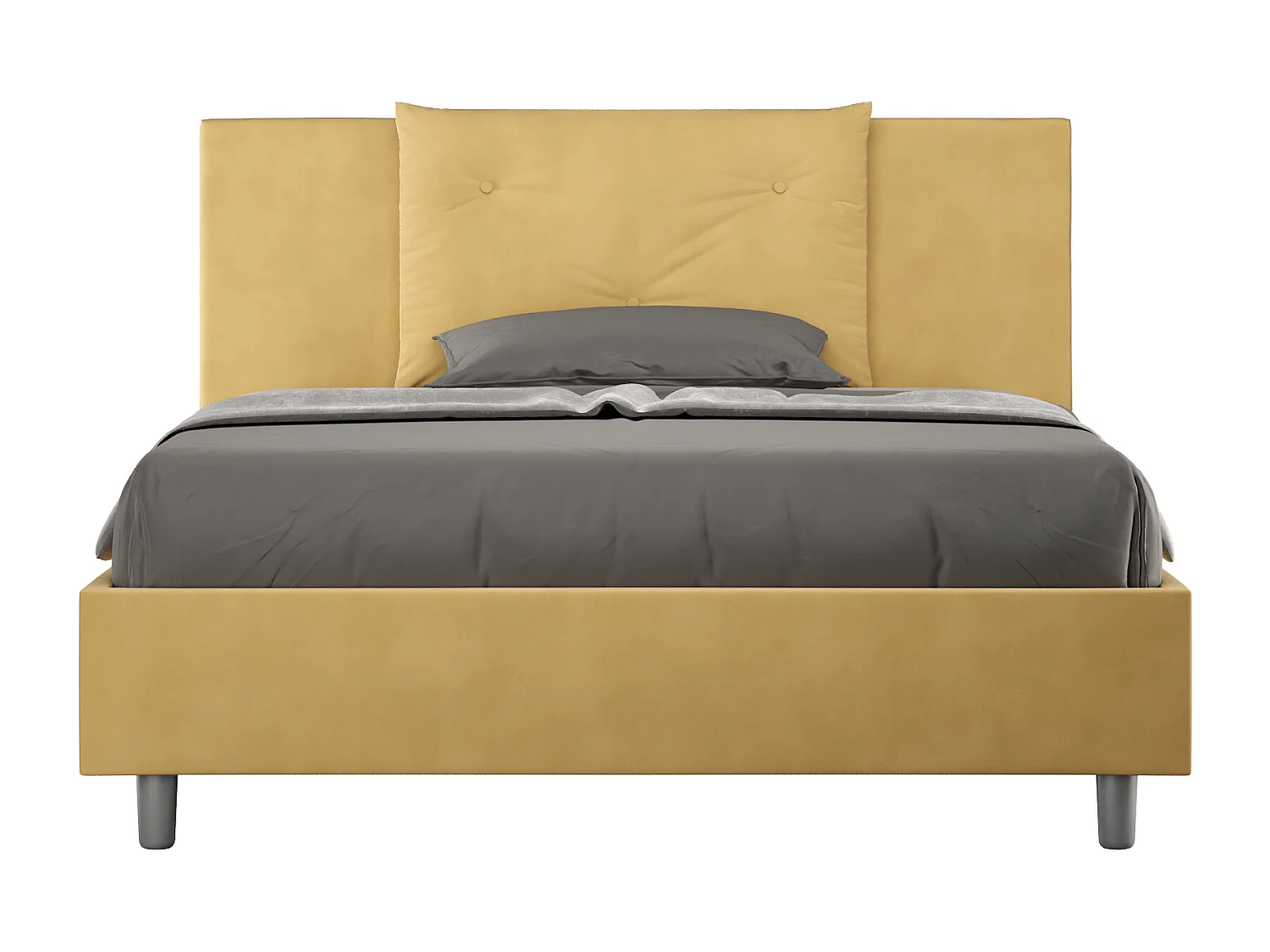 Gestoffeerd Bed 140x200 met lattenbodem microvezel oker Appia