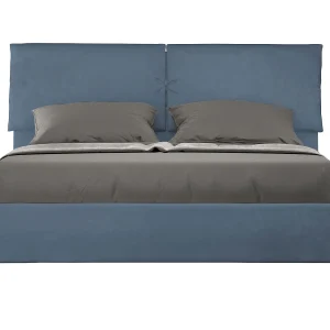 Gestoffeerd Bed 160×190 met lattenbodem microvezel blauw Mados