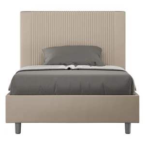 Gestoffeerd Bed 140×190 zonder lattenbodem kunstleer taupe Goya Gestoffeerd Bed 140×190 zonder lattenbodem kunstleer taupe Goya