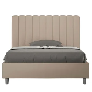 Gestoffeerd Bed 120×190 zonder lattenbodem kunstleer taupe Agueda Gestoffeerd Bed 120×190 zonder lattenbodem kunstleer taupe Agueda