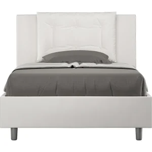 Gestoffeerd bed 120×190 met lattenbodem kunstleer wit Annalisa Gestoffeerd bed 120×190 met lattenbodem kunstleer wit Annalisa