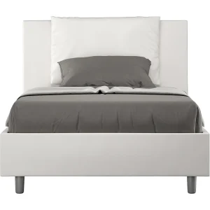 Gestoffeerd bed 120×200 met lattenbodem kunstleer wit Antea Gestoffeerd bed 120×200 met lattenbodem kunstleer wit Antea