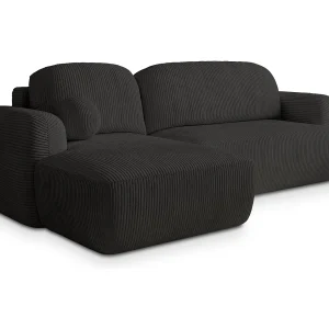 Hoekbank MODENZA van fluweel met slaapfunctie Schwarz