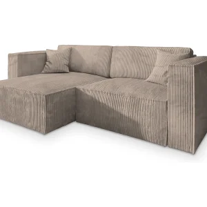 Hoekbank NERIO van fluweel met slaapfunctie Beige Hoekbank NERIO van fluweel met slaapfunctie Beige