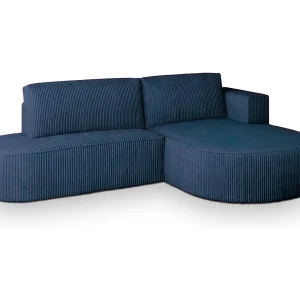 Hoekbank CORTIO van fluweel met slaapfunctie Blau Hoekbank CORTIO van fluweel met slaapfunctie Blau