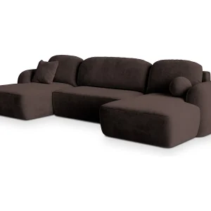 Hoekbank SAVONA van fluweel met slaapfunctie Braun Hoekbank SAVONA van fluweel met slaapfunctie Braun