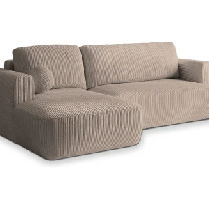 Hoekbank SENTI van fluweel met slaapfunctie Beige Hoekbank SENTI van fluweel met slaapfunctie Beige