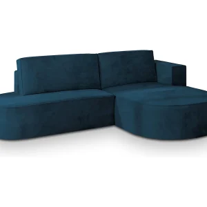 Hoekbank CORTIO van fluweel met slaapfunctie Blau Hoekbank CORTIO van fluweel met slaapfunctie Blau